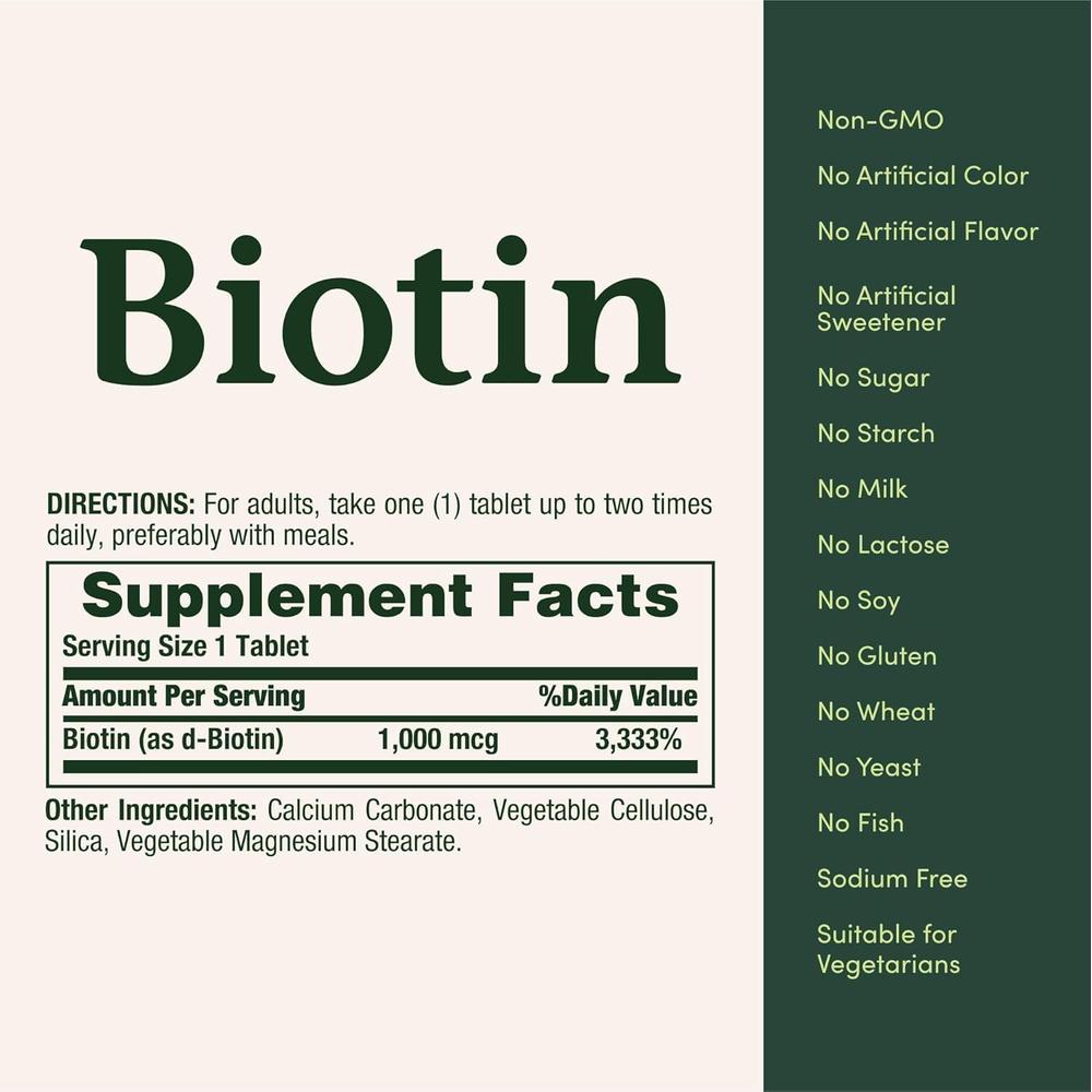 BIOTINA NATURE'S BOUNTY 1000 MCG FRESA 100 TABLETAS | PACK 3 - 3