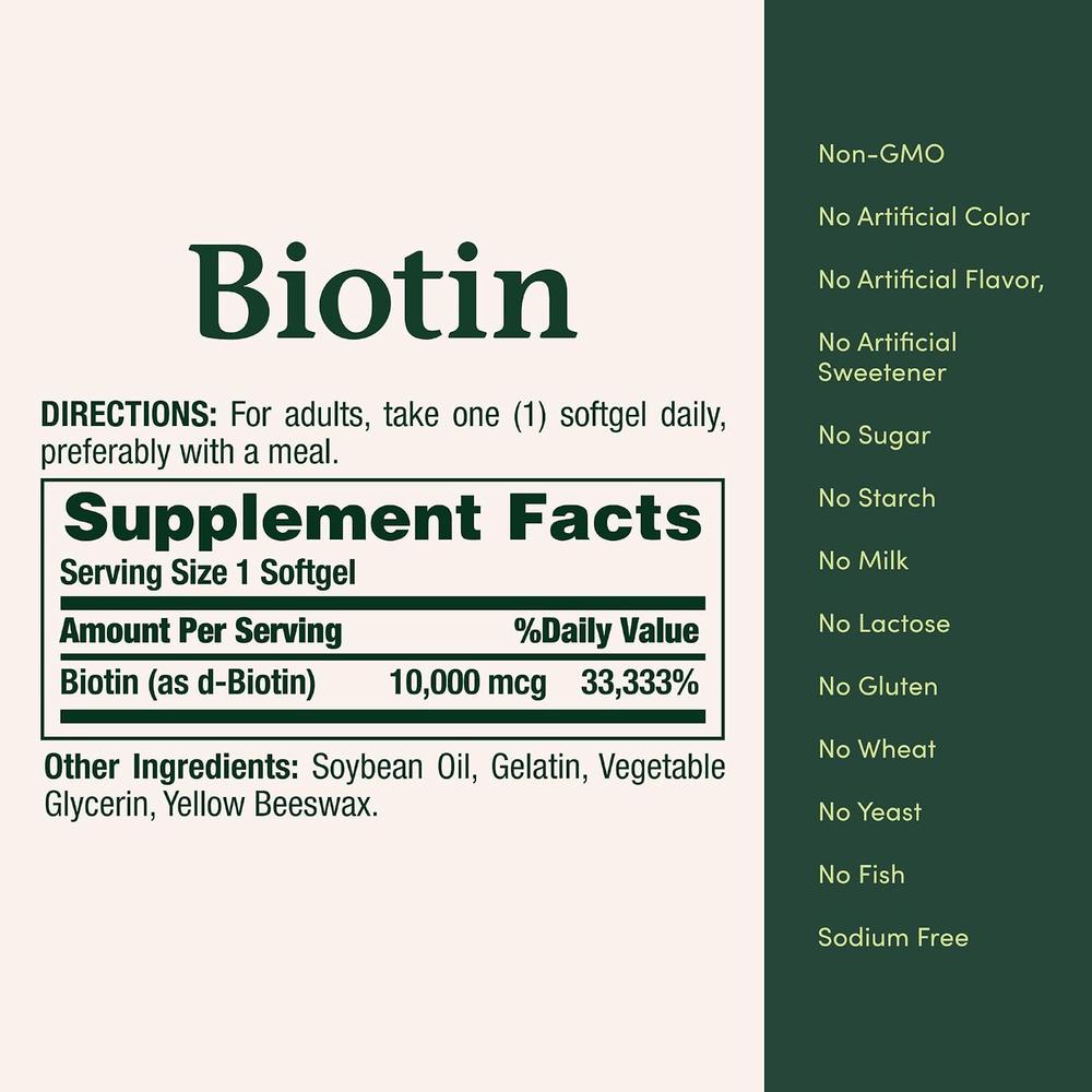 BIOTINA NATURE'S BOUNTY 10000 MCG 120 CÁPSULAS BLANDAS - 6