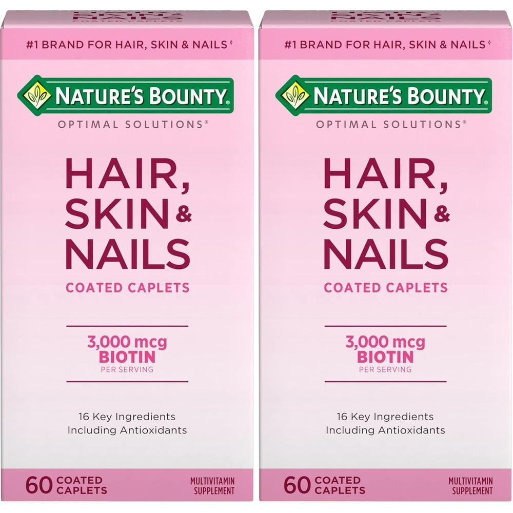 CABELLO PIEL Y UĂAS NATURE'S BOUNTY + BIOTINA 3000 MCG 60 TABLETAS | PACK 2 - 1