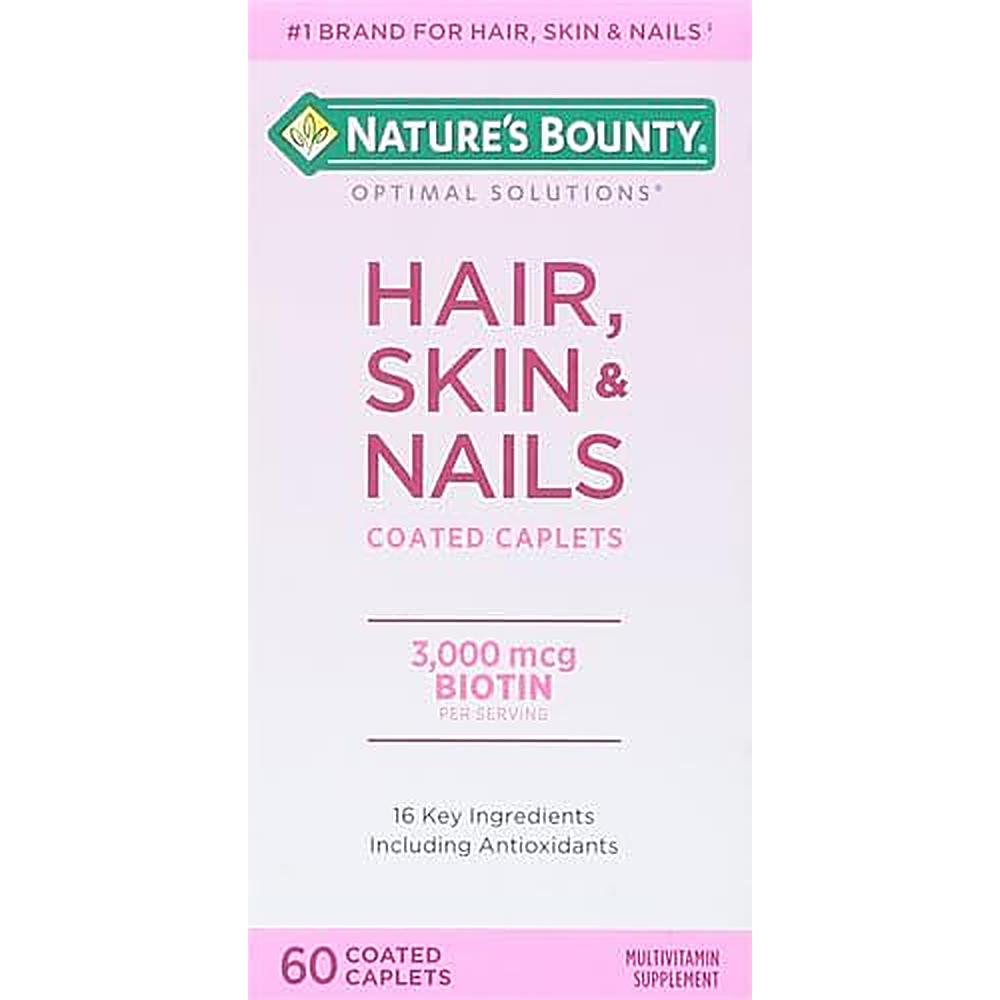 CABELLO PIEL Y UĂAS NATURE'S BOUNTY + BIOTINA 3000 MCG 60 TABLETAS | PACK 2 - 3