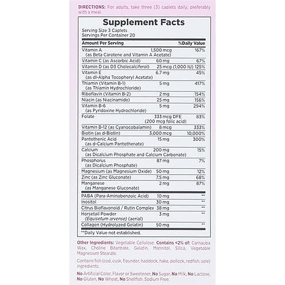 CABELLO PIEL Y UĂAS NATURE'S BOUNTY + BIOTINA 3000 MCG 60 TABLETAS | PACK 2 - 4
