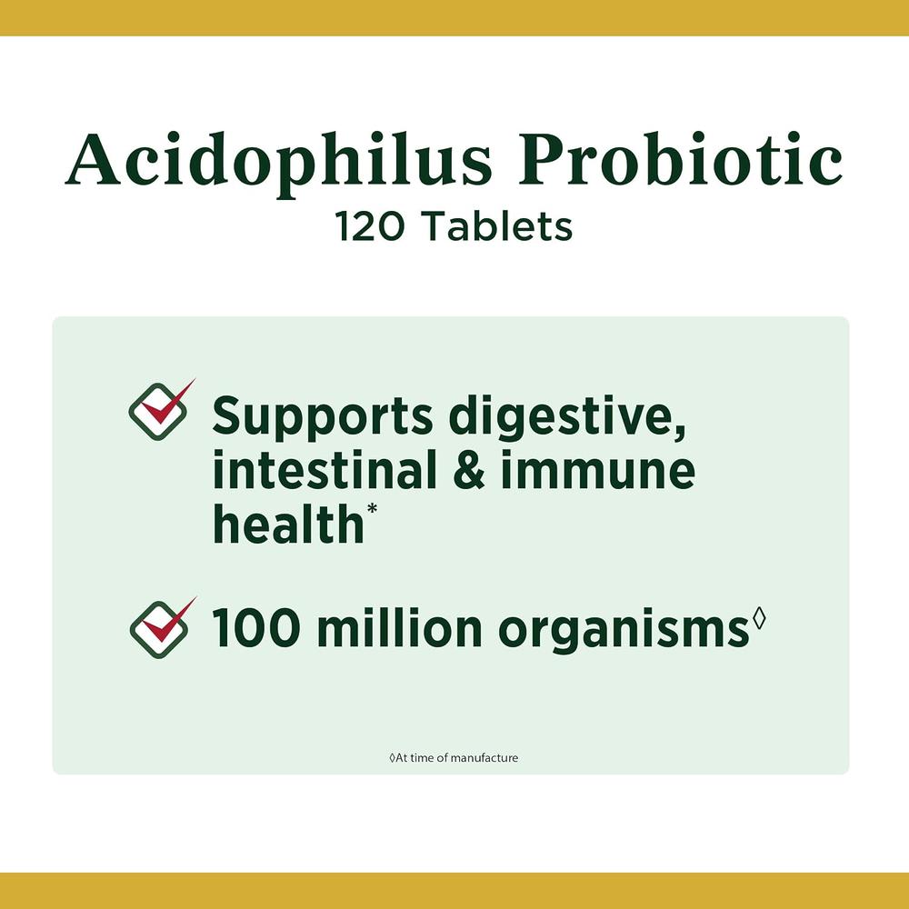 PROBIÓTICO ACIDOPHILUS NATURE'S BOUNTY 100 TABLETAS - 2