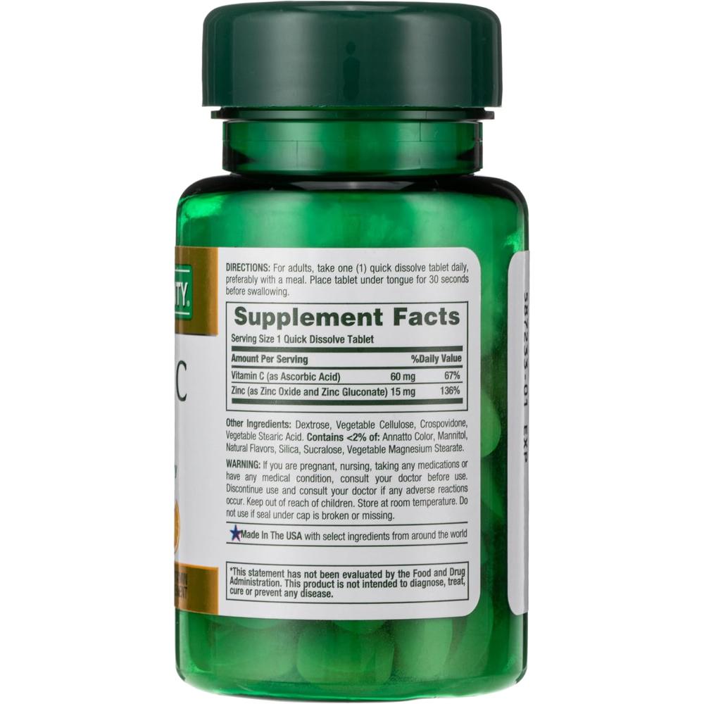 VITAMINA C + ZINC NATURE'S BOUNTY 60 TABLETAS | PACK 2 - 2