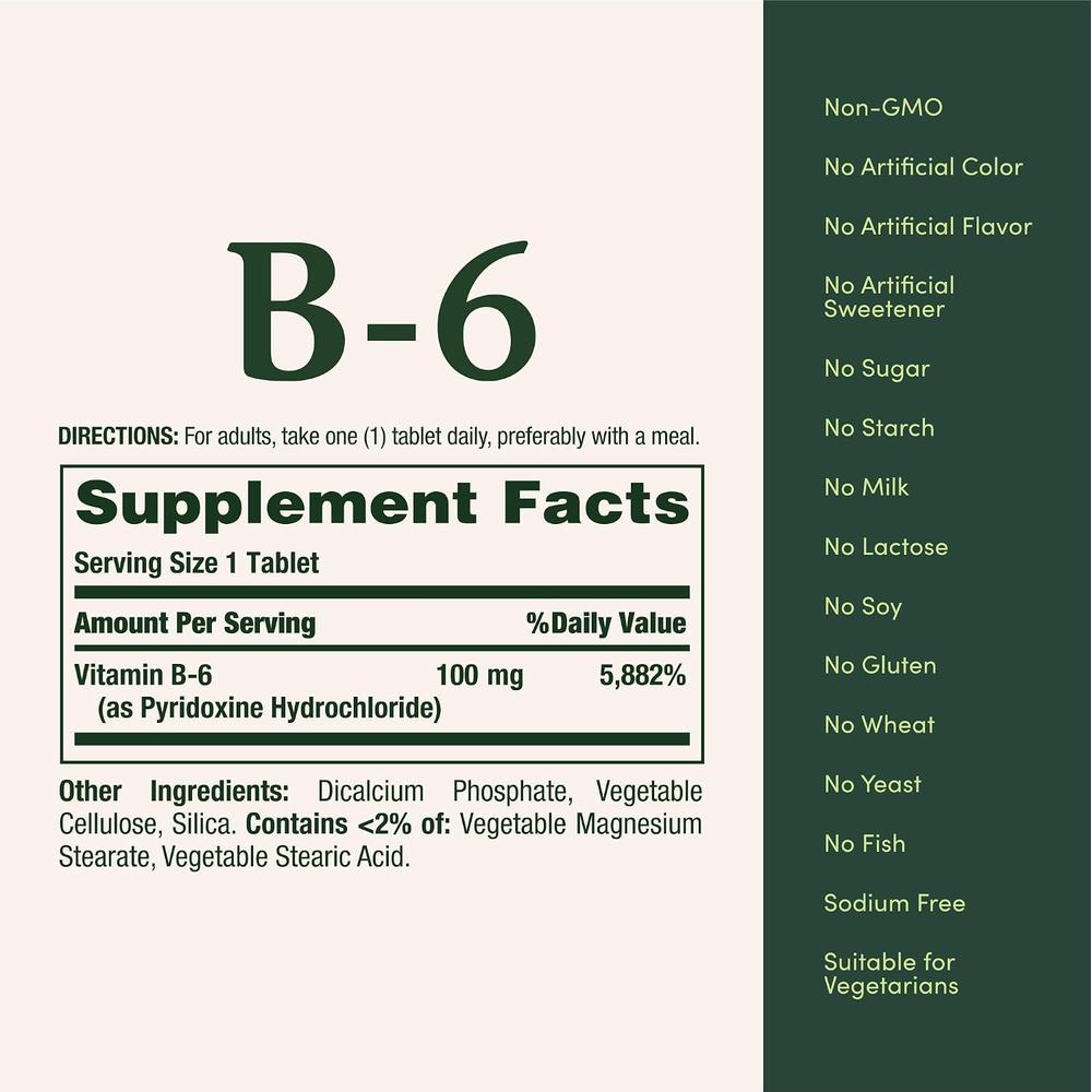 VITAMINA B6 NATURE'S BOUNTY 100 MG 100 TABLETAS - 5