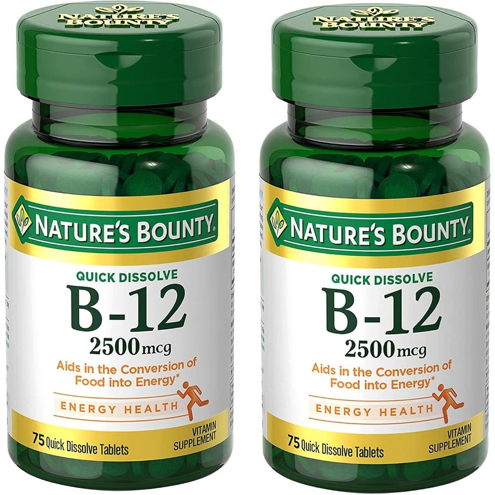 VITAMINA B12 QUICK DISSOLVE NATURE'S BOUNTY 2500 MCG 75 TABLETAS | PACK 2 - 1