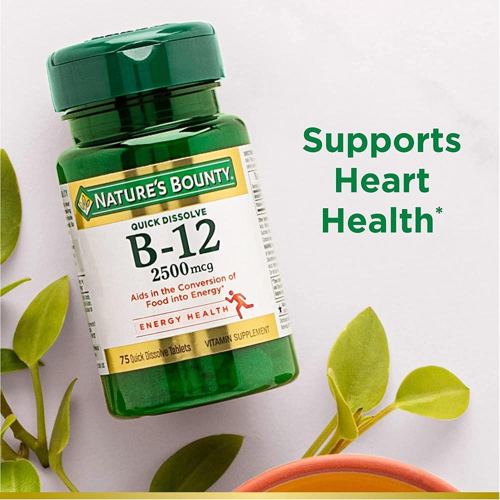 VITAMINA B12 QUICK DISSOLVE NATURE'S BOUNTY 2500 MCG 75 TABLETAS | PACK 2 - 4