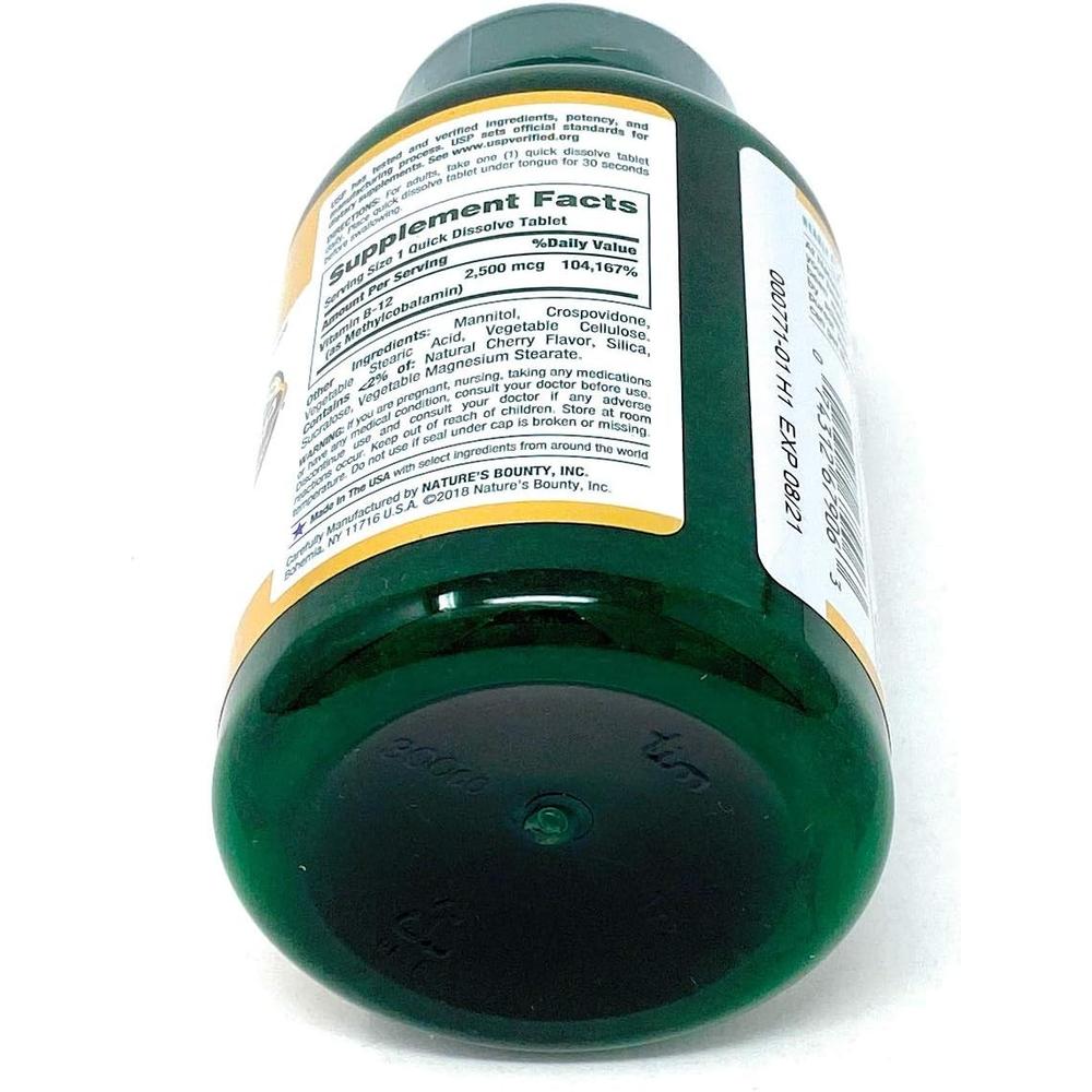 VITAMINA B12 QUICK DISSOLVE NATURE'S BOUNTY 2500 MCG CEREZA 300 TABLETAS - 5