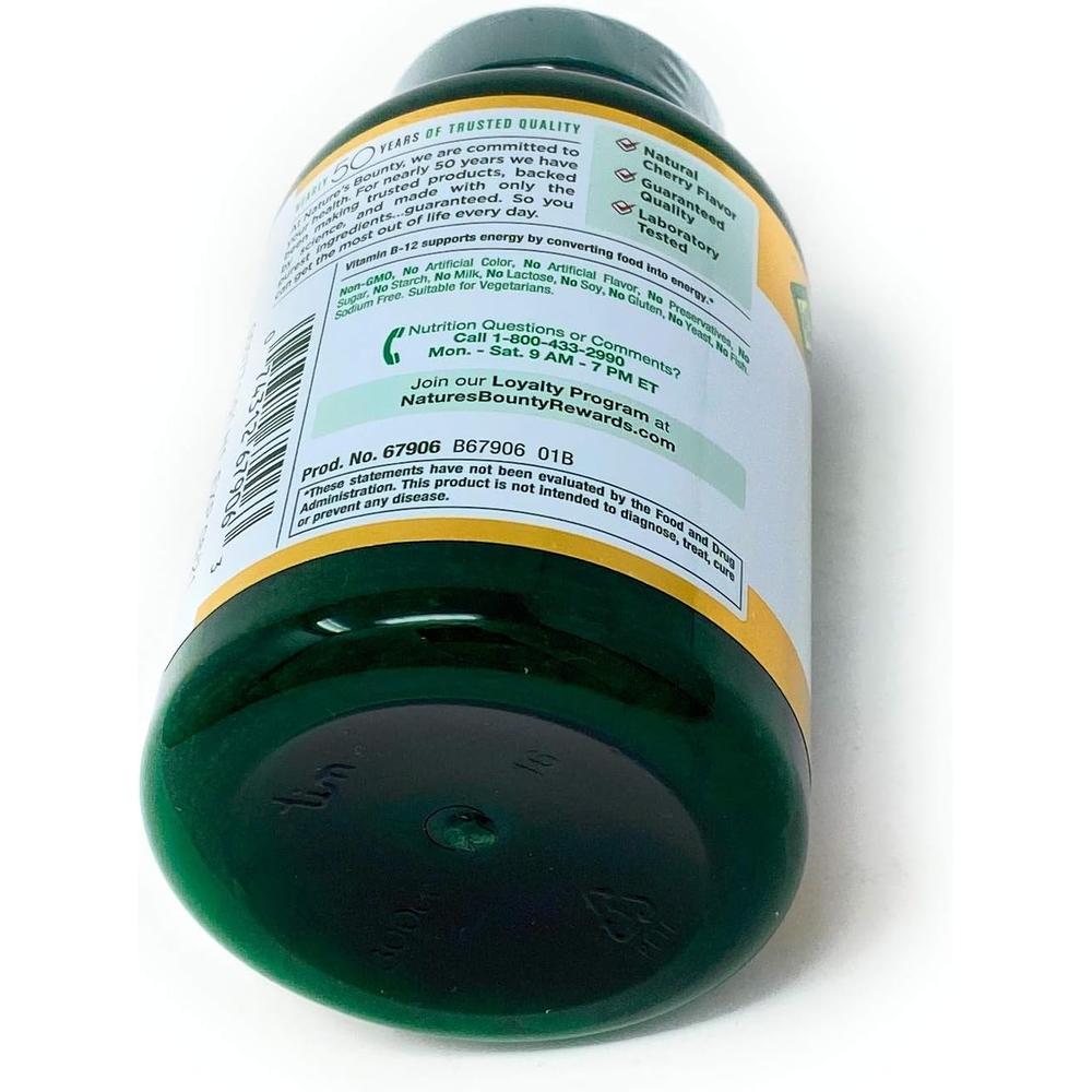 VITAMINA B12 QUICK DISSOLVE NATURE'S BOUNTY 2500 MCG CEREZA 300 TABLETAS - 6