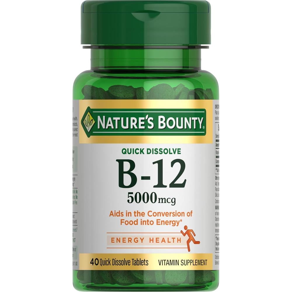 VITAMINA B12 QUICK DISSOLVE NATURE'S BOUNTY 5000 MCG CEREZA 40 TABLETAS - 1