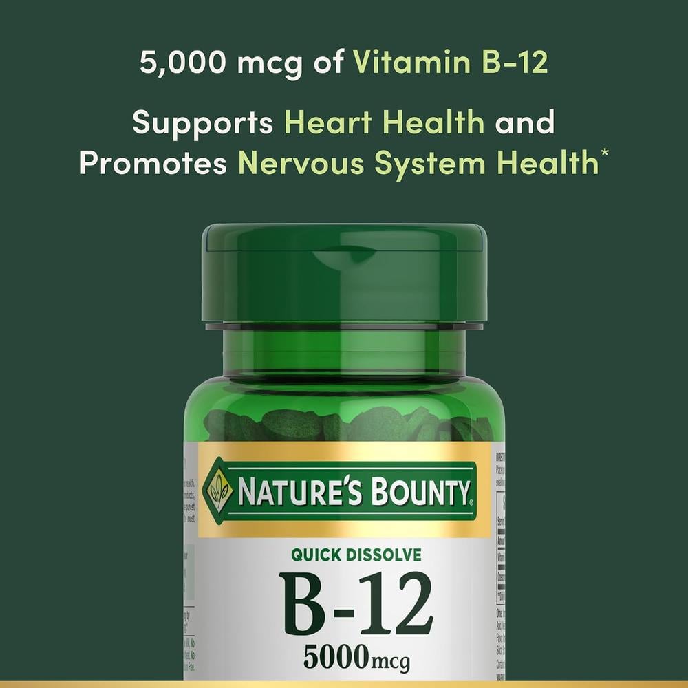 VITAMINA B12 QUICK DISSOLVE NATURE'S BOUNTY 5000 MCG CEREZA 40 TABLETAS - 3