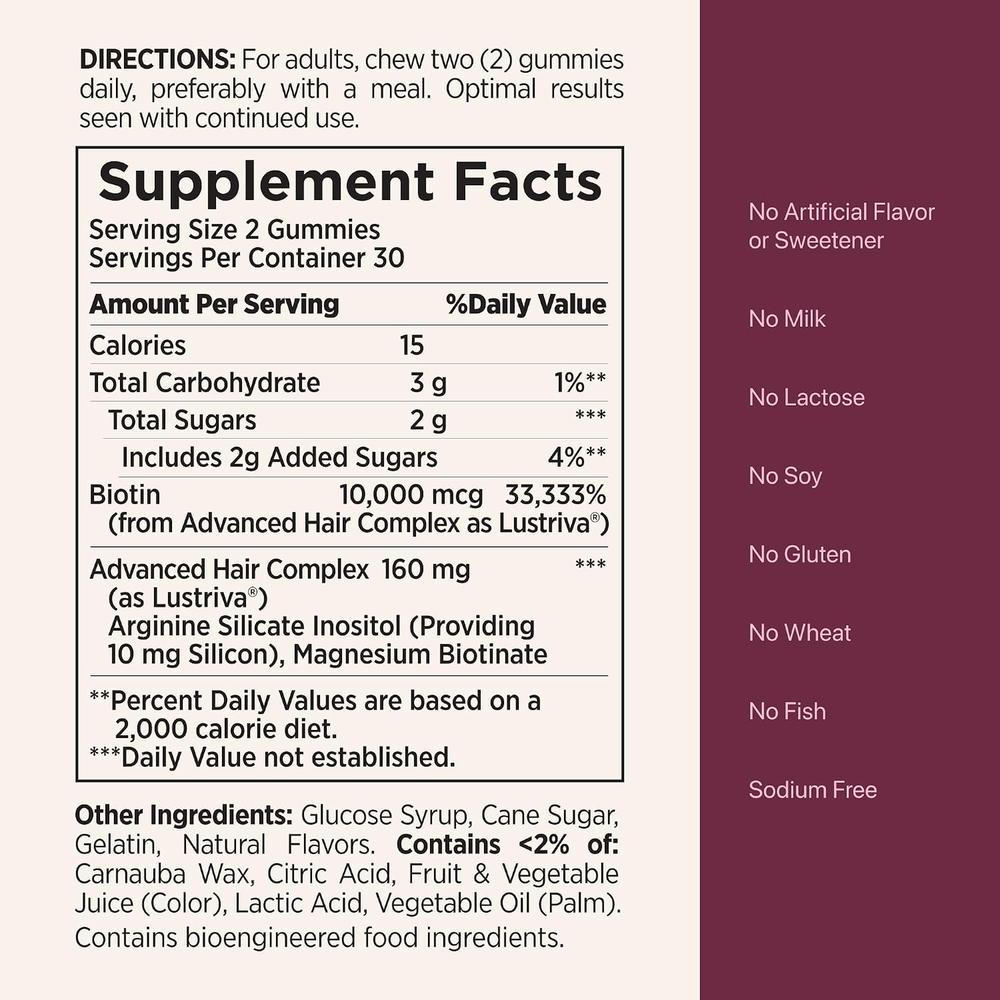 HAIR GROWTH NATURE'S BOUNTY ADVANCED HAIR COMPLEX 60 GOMITAS - 5