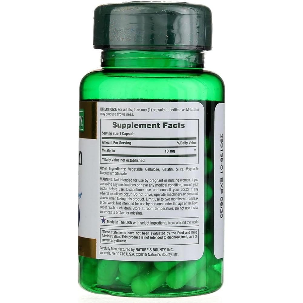 MELATONINA NATURE'S BOUNTY 10 MG 60 CÁPSULAS | PACK 2 - 2
