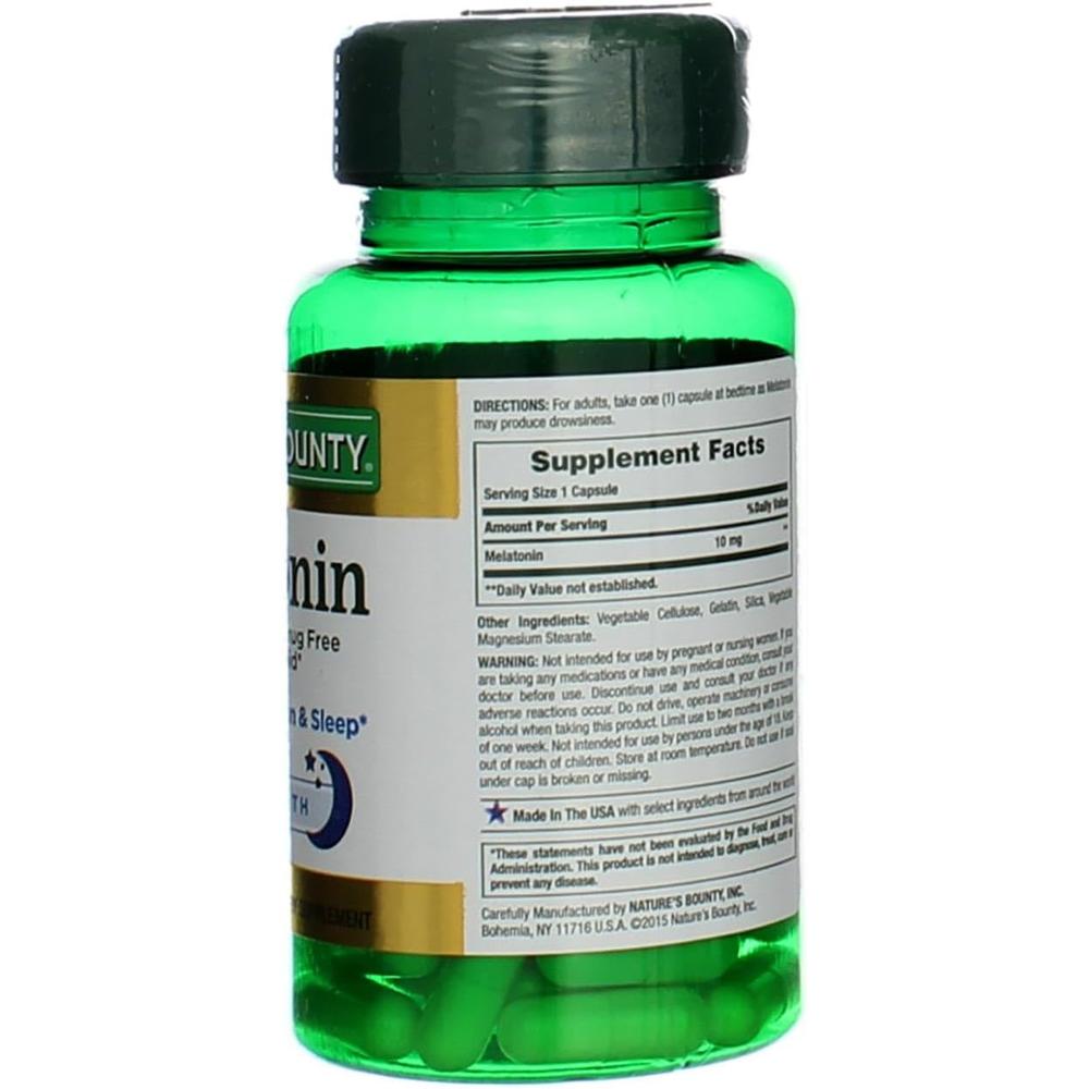 MELATONINA NATURE'S BOUNTY 10 MG 60 CÁPSULAS | PACK 2 - 3