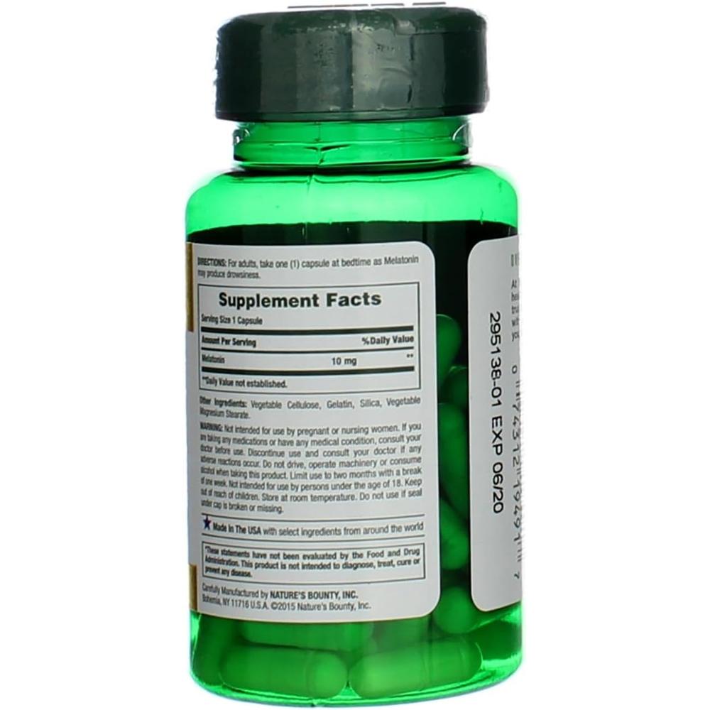 MELATONINA NATURE'S BOUNTY 10 MG 60 CÁPSULAS | PACK 2 - 4