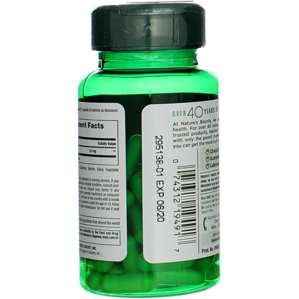 MELATONINA NATURE'S BOUNTY 10 MG 60 CÁPSULAS | PACK 2 - 5
