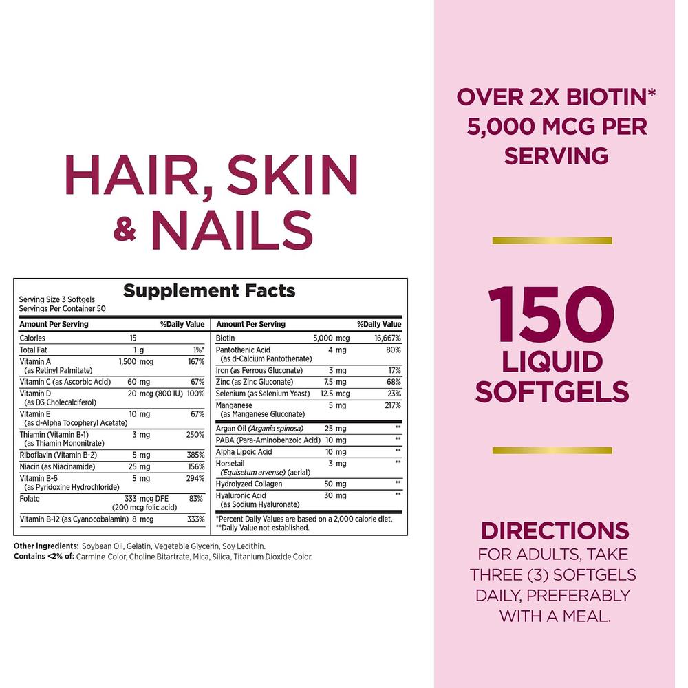 CABELLO PIEL Y UĂAS ADVANCED NATURE'S BOUNTY 150 CĂPSULAS BLANDAS | PACK 2 - 5