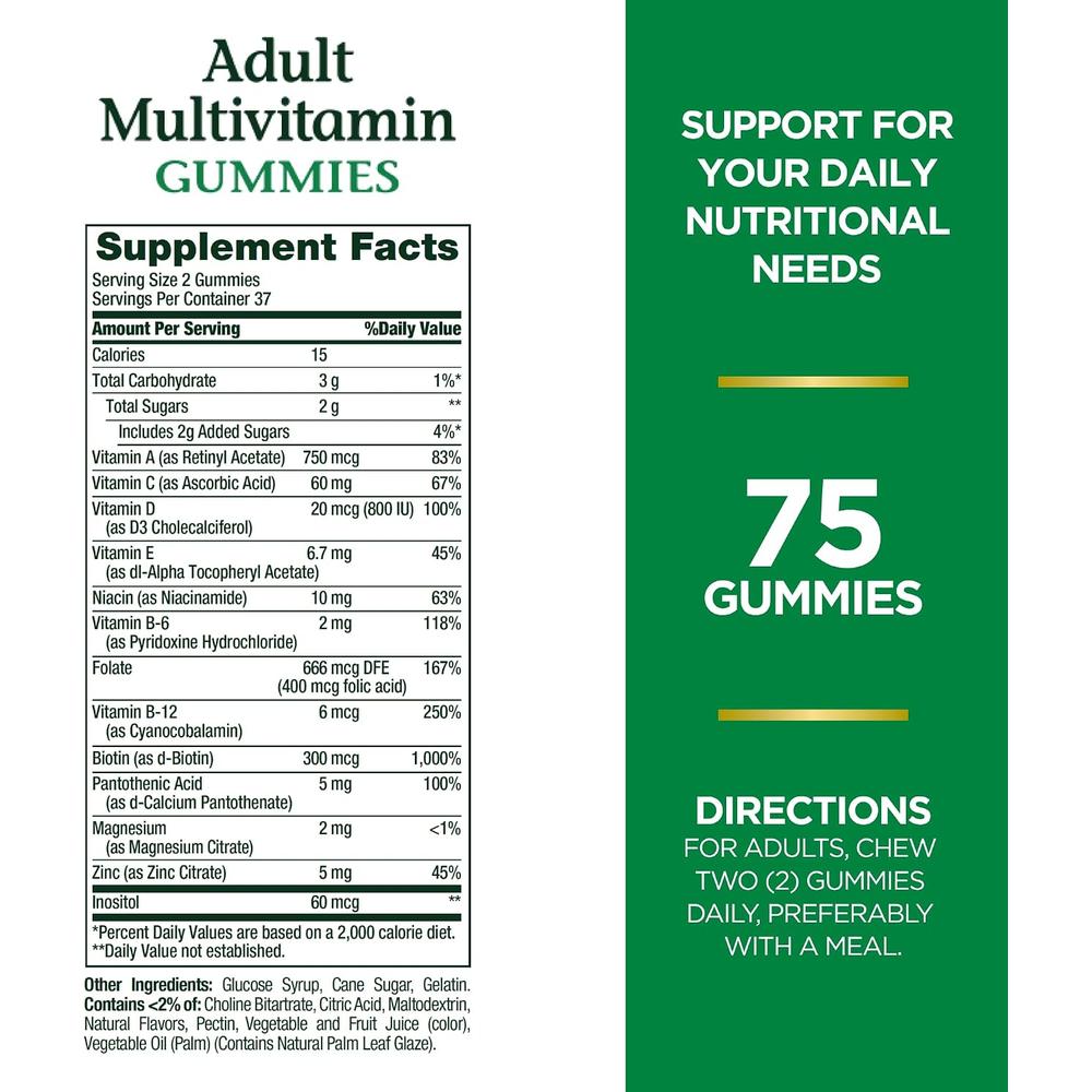 MULTIVITAMÍNICO ADULTOS NATURE'S BOUNTY 75 GOMITAS | PACK 2 - 2