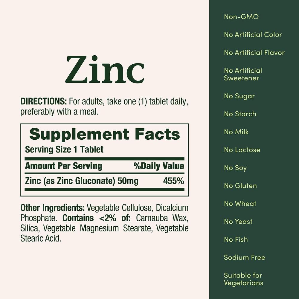 ZINC NATURE'S BOUNTY 50 MG 100 TABLETAS - 5