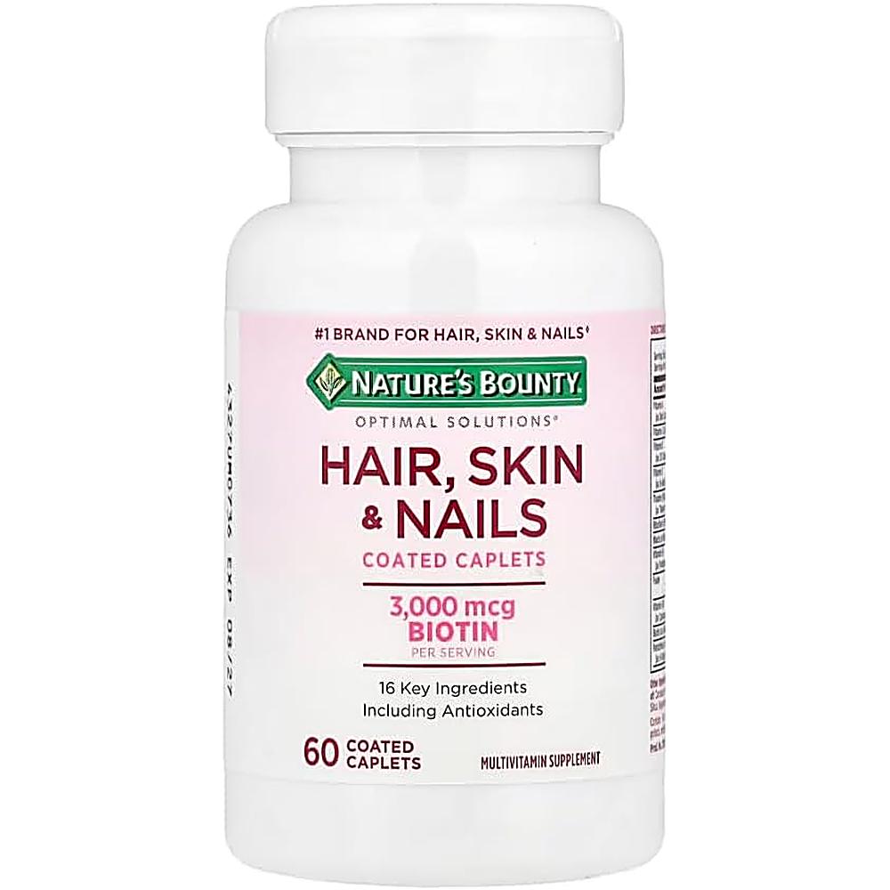 CABELLO PIEL Y UÑAS NATURE'S BOUNTY + BIOTINA 3000 MCG 60 TABLETAS | PACK 4 - 4