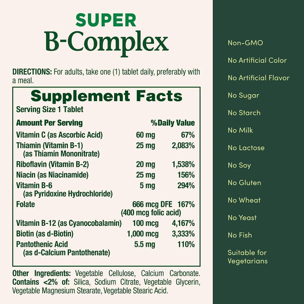 COMPLEJO B NATURE'S BOUNTY + VITAMINA C + ÁCIDO FÓLICO 150 TABLETAS - 5