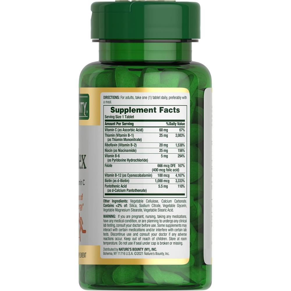 COMPLEJO B NATURE'S BOUNTY + VITAMINA C + ÁCIDO FÓLICO 150 TABLETAS - 6