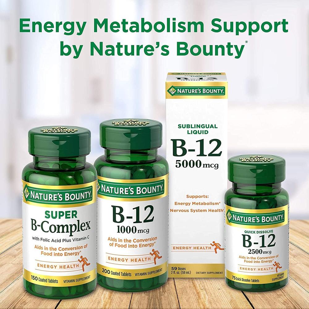 VITAMINA B12 NATURE'S BOUNTY 500 MCG 100 TABLETAS | PACK 3 - 5