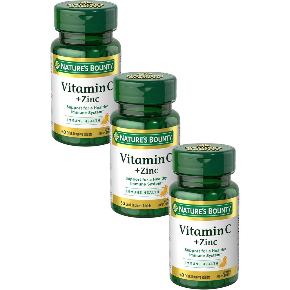 VITAMINA C + ZINC NATURE'S BOUNTY 60 MG / 15 MG 60 TABLETAS | PACK 3 - 1
