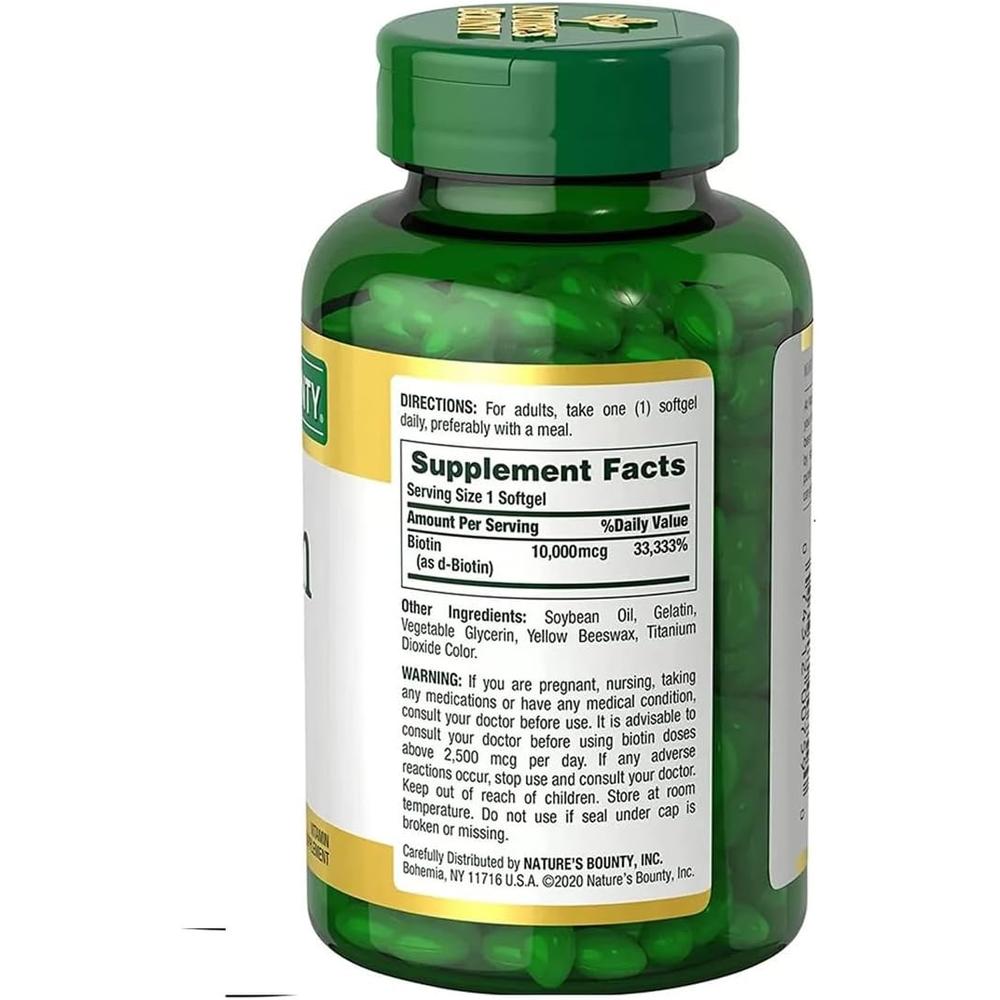 BIOTINA NATURE'S BOUNTY 10000 MCG 250 CÁPSULAS BLANDAS - 4
