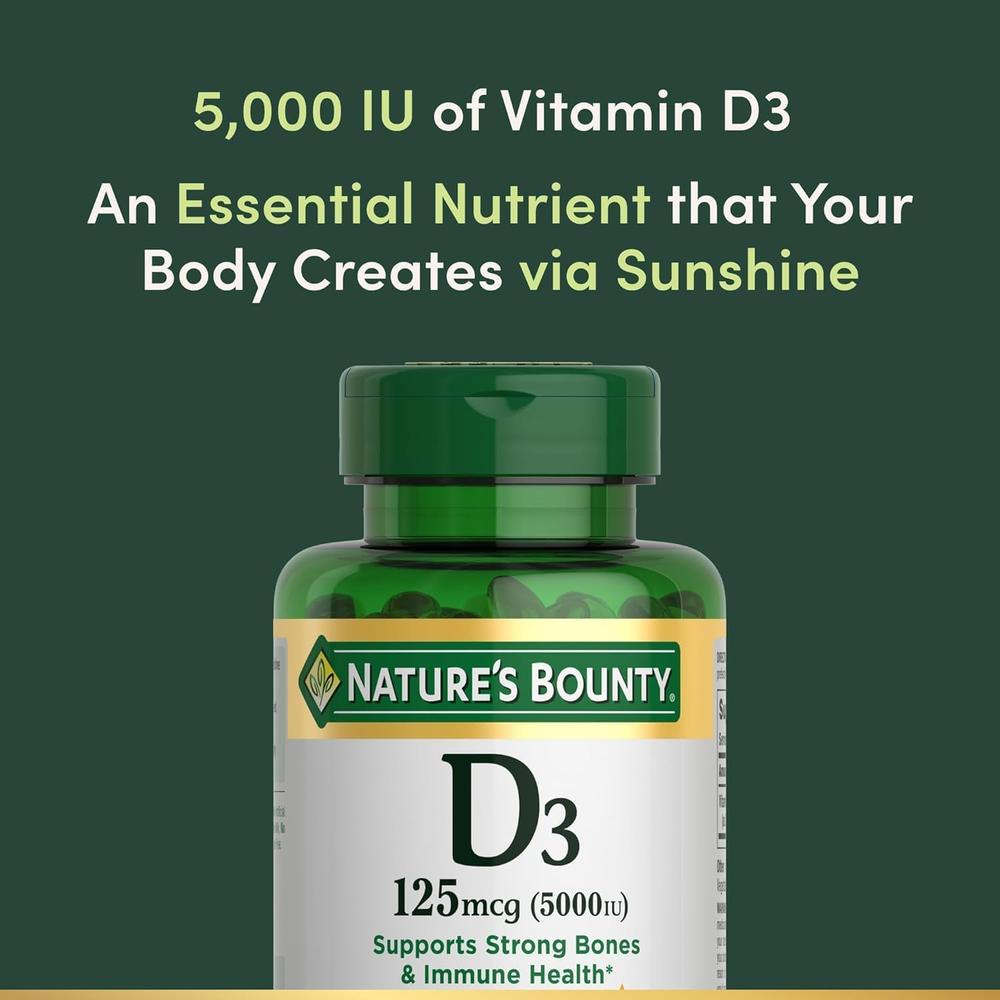 VITAMINA D3 NATURE'S BOUNTY 5000 UI 150 CÁPSULAS BLANDAS | PACK 2 - 5