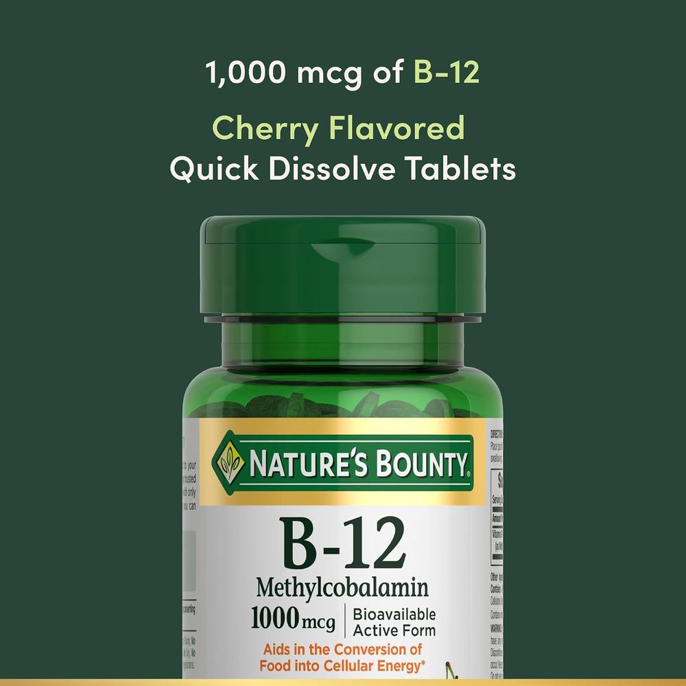 VITAMINA B12 METILCOBALAMINA NATURE'S BOUNTY 1000 MCG 60 TABLETAS - 3
