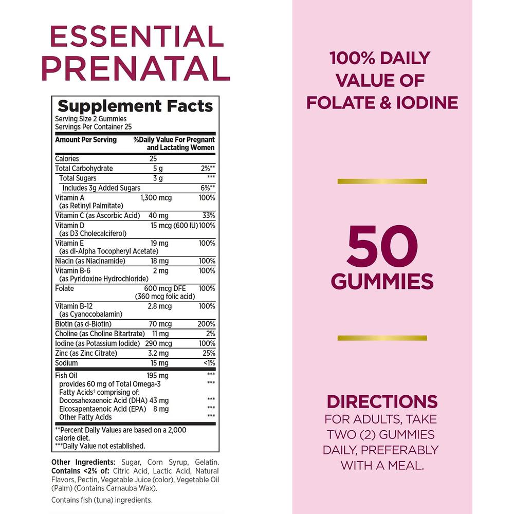 MULTIVITAMÍNICO PRENATAL NATURE'S BOUNTY 50 GOMITAS | PACK 3 - 2