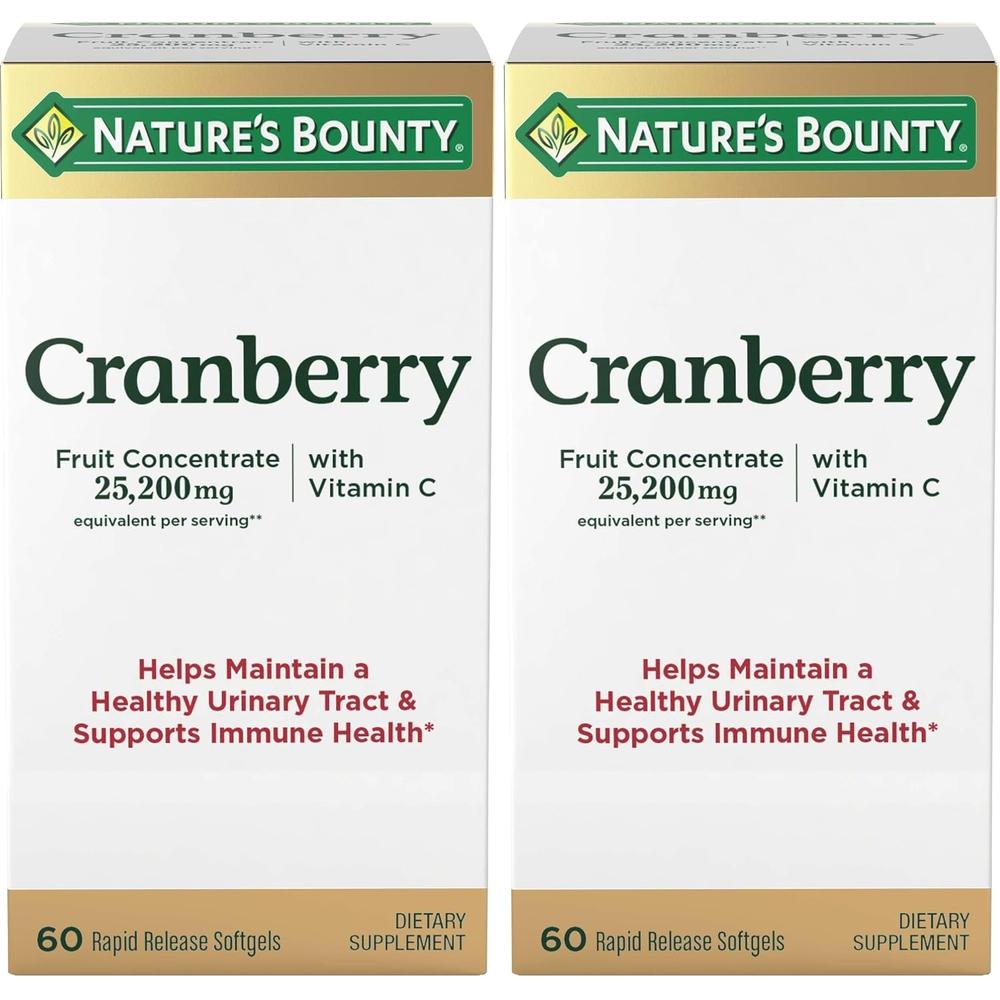 CRANBERRY NATURE'S BOUNTY 25200 MG + VITAMINA C 60 CÁPSULAS BLANDAS | PACK 2 - 1