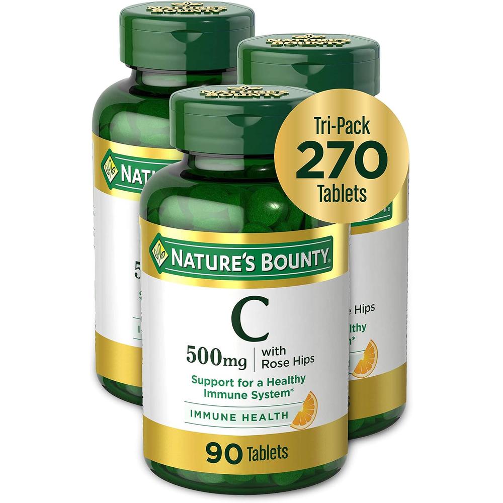 VITAMINA C NATURE'S BOUNTY 500 MG + ROSA MOSQUETA 90 TABLETAS | PACK 3 - 1