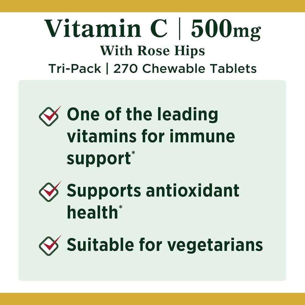 VITAMINA C NATURE'S BOUNTY 500 MG + ROSA MOSQUETA 90 TABLETAS | PACK 3 - 3