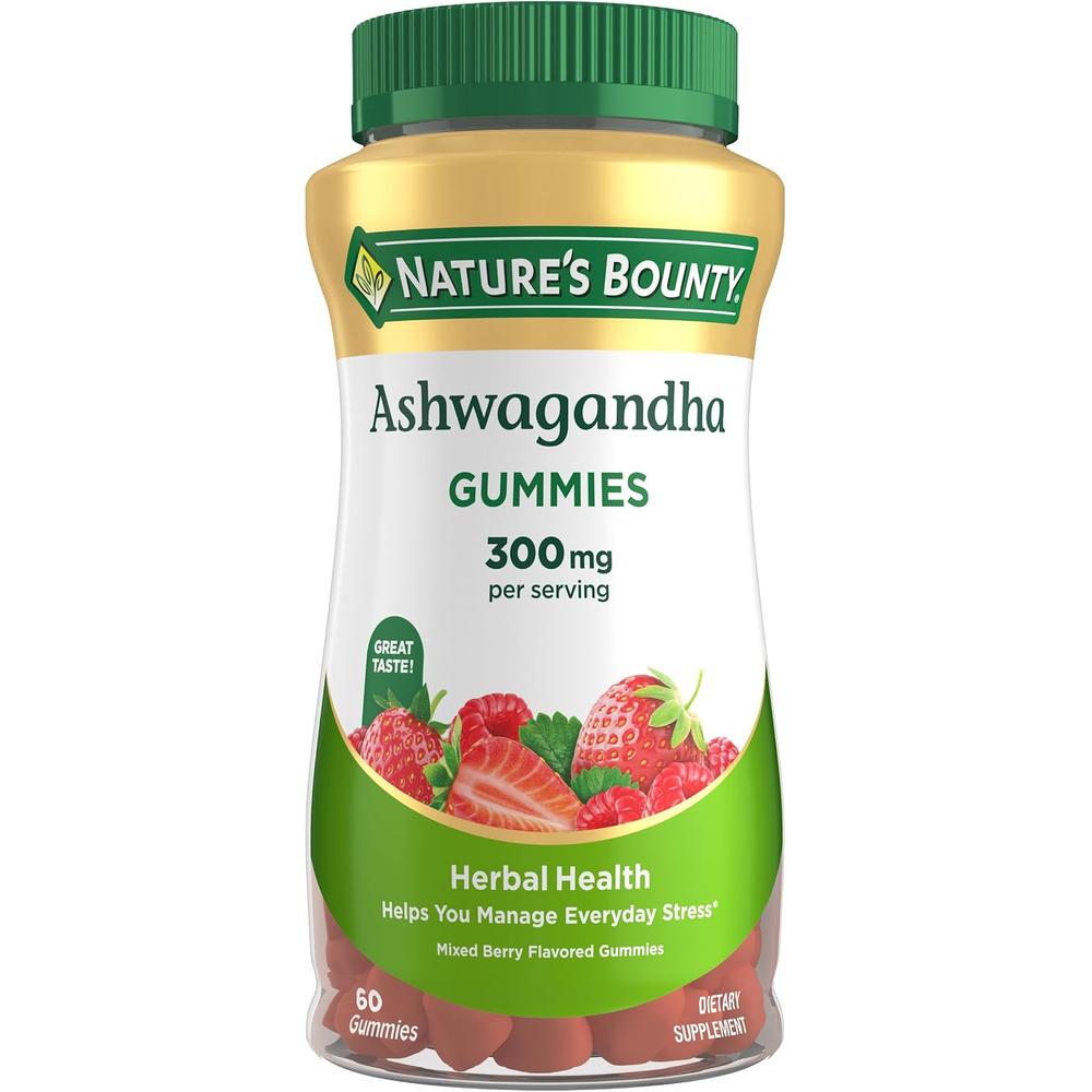 ASHWAGANDHA KSM-66 NATURE'S BOUNTY 300 MG FRUTOS ROJOS 60 GOMITAS - 1