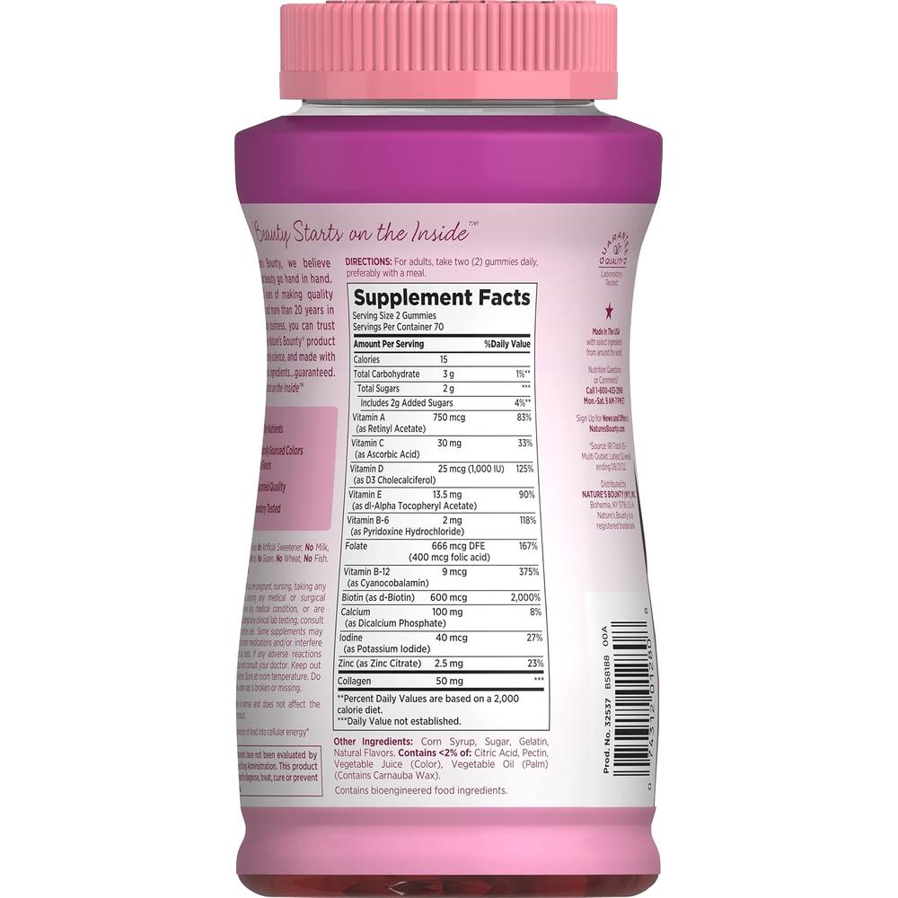 MULTIVITAMÍNICO MUJER NATURE'S BOUNTY + COLÁGENO 50 MG 140 GOMITAS - 3