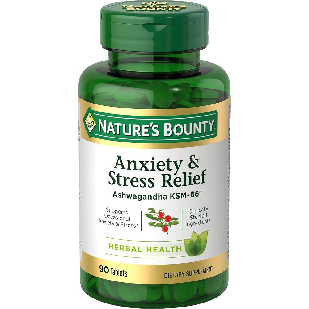 ASHWAGANDHA KSM-66 STRESS RELIEF NATURE'S BOUNTY 90 TABLETAS - 1