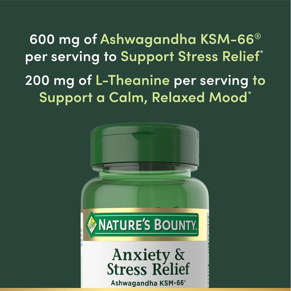ASHWAGANDHA KSM-66 STRESS RELIEF NATURE'S BOUNTY 90 TABLETAS - 3