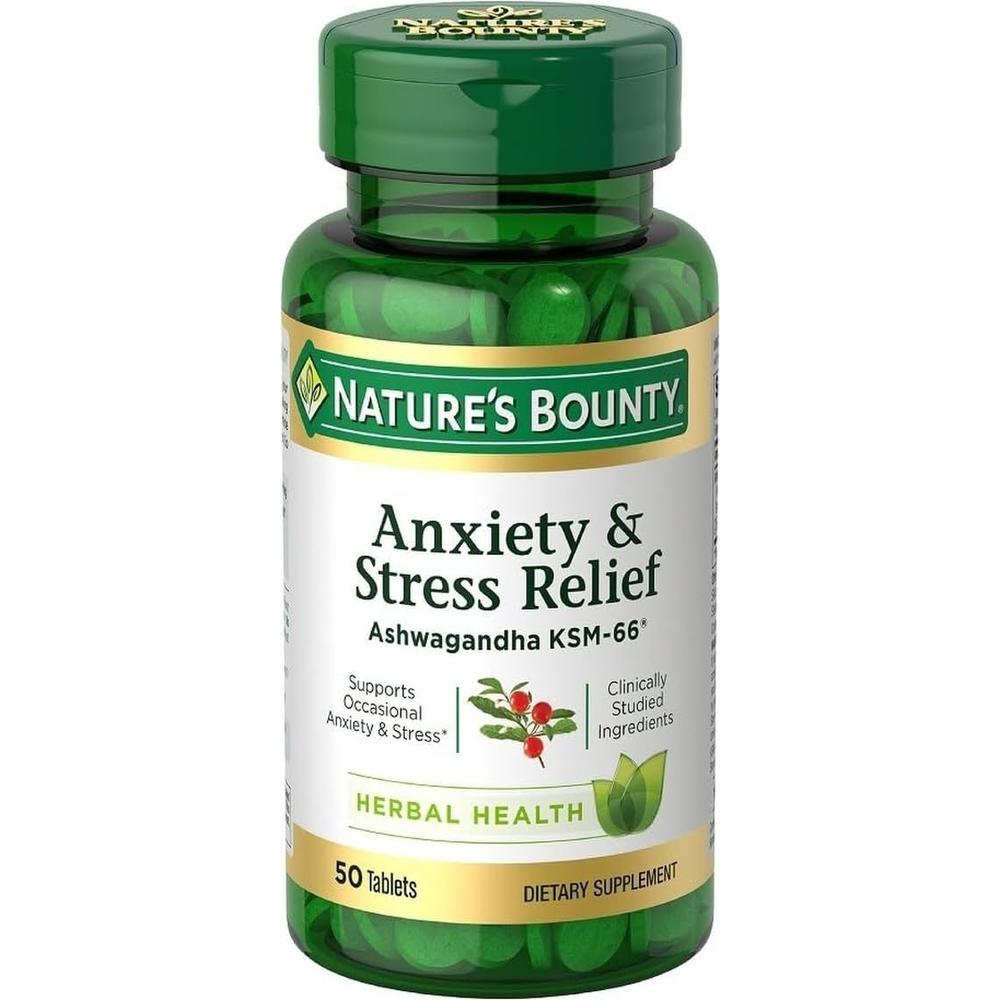 ASHWAGANDHA KSM-66 NATURE'S BOUNTY 600 MG + L-TEANINA 200 MG 50 TABLETAS - 1