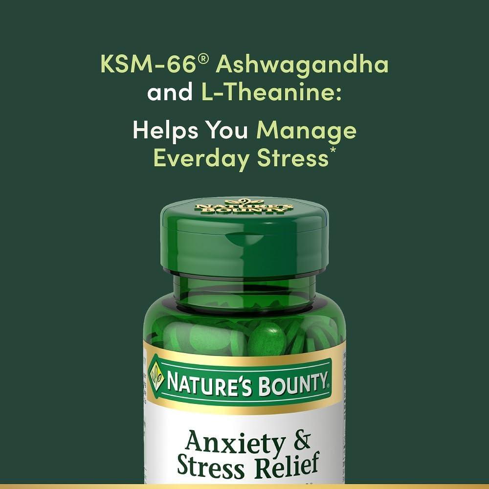 ASHWAGANDHA KSM-66 NATURE'S BOUNTY 600 MG + L-TEANINA 200 MG 50 TABLETAS - 3