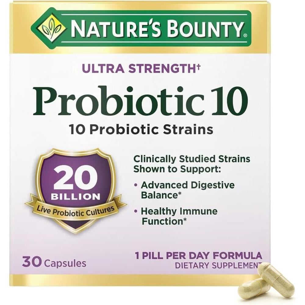 PROBIÓTICO 10 NATURE'S BOUNTY 20 BILLONES 10 CEPAS 30 CÁPSULAS - 1