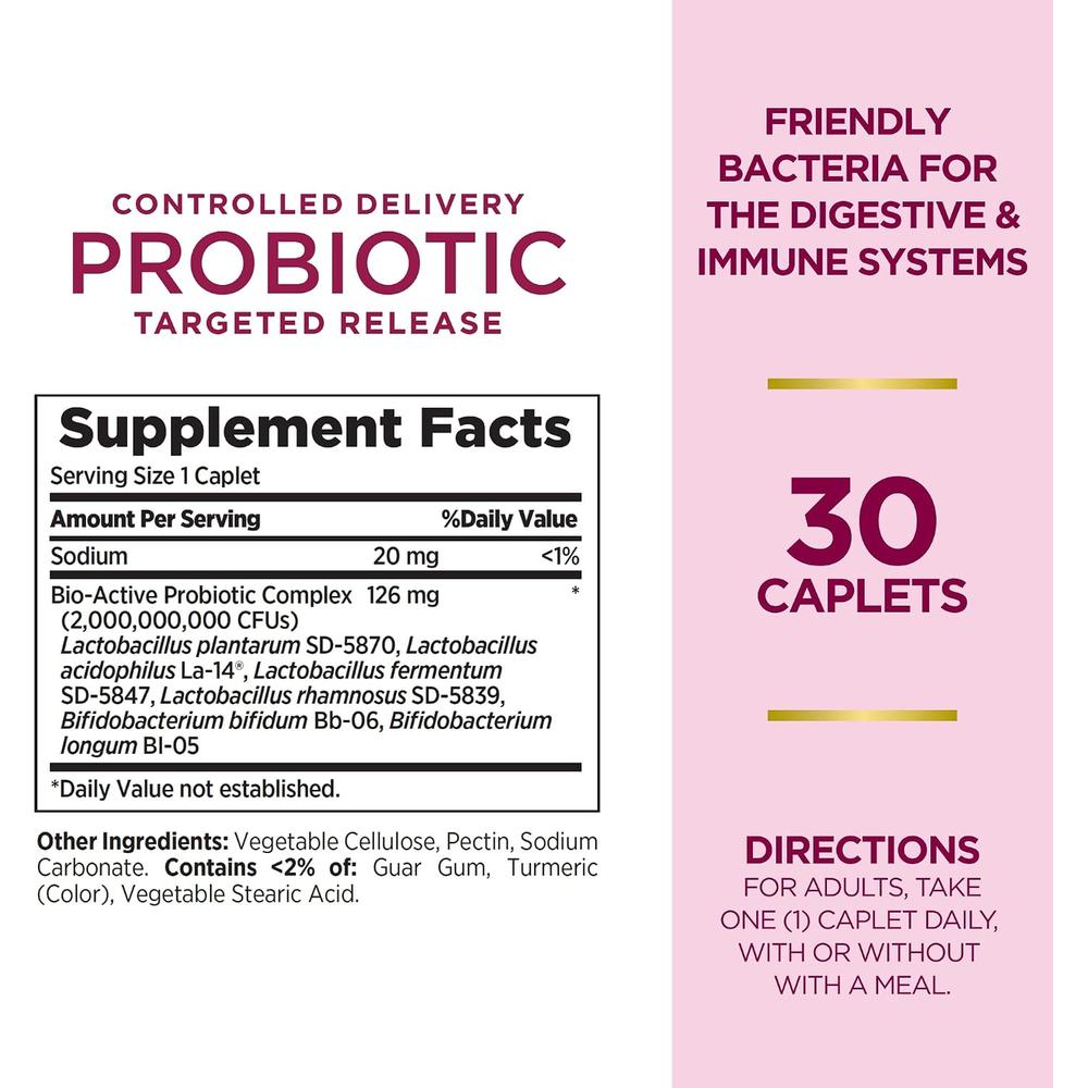 PROBIÓTICO CONTROLLED DELIVERY NATURE'S BOUNTY 2 BILLONES 30 TABLETAS | PACK 2 - 2