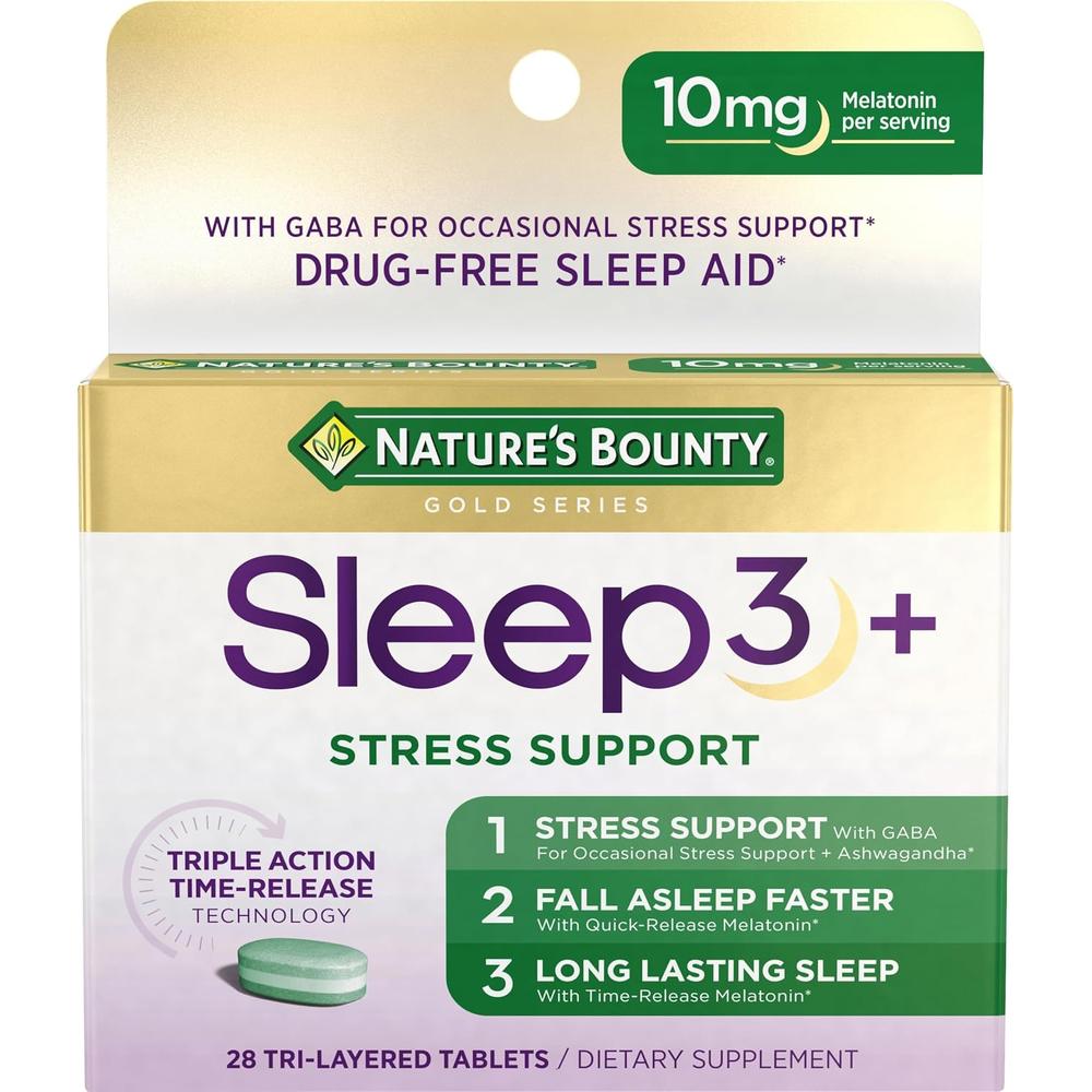STRESS SUPPORT + MELATONINA NATURE'S BOUNTY 56 TABLETAS TRICAPA - 1