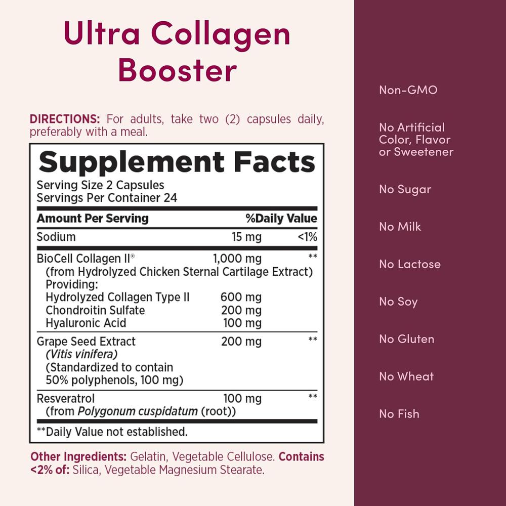 ULTRA COLLAGEN BOOSTER NATURE'S BOUNTY BIOCELL COLLAGEN 1000 MG 48 CÁPSULAS - 6