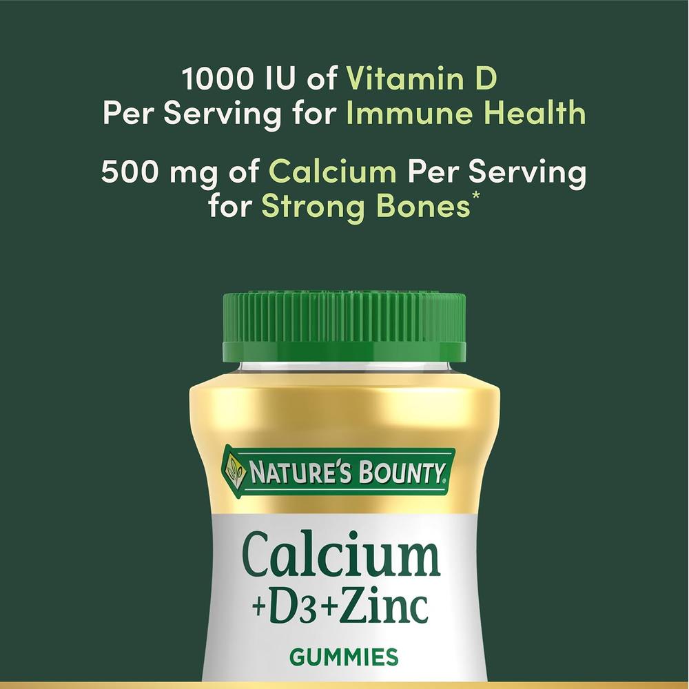 CALCIO + VITAMINA D3 + ZINC NATURE'S BOUNTY 500 MG 70 GOMITAS - 3