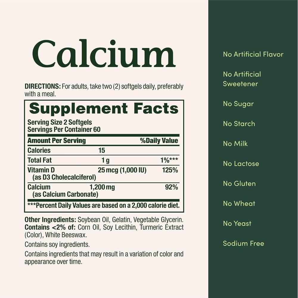 CALCIO NATURE'S BOUNTY 1200 MG + VITAMINA D3 220 CÁPSULAS BLANDAS - 5