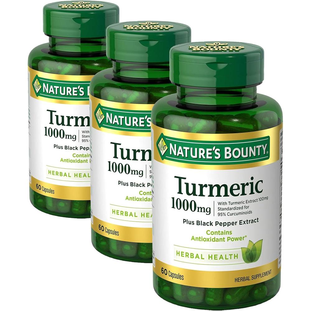 CÚRCUMA NATURE'S BOUNTY 1000 MG + BIOPERINE 5 MG 60 CÁPSULAS | PACK 3 - 1