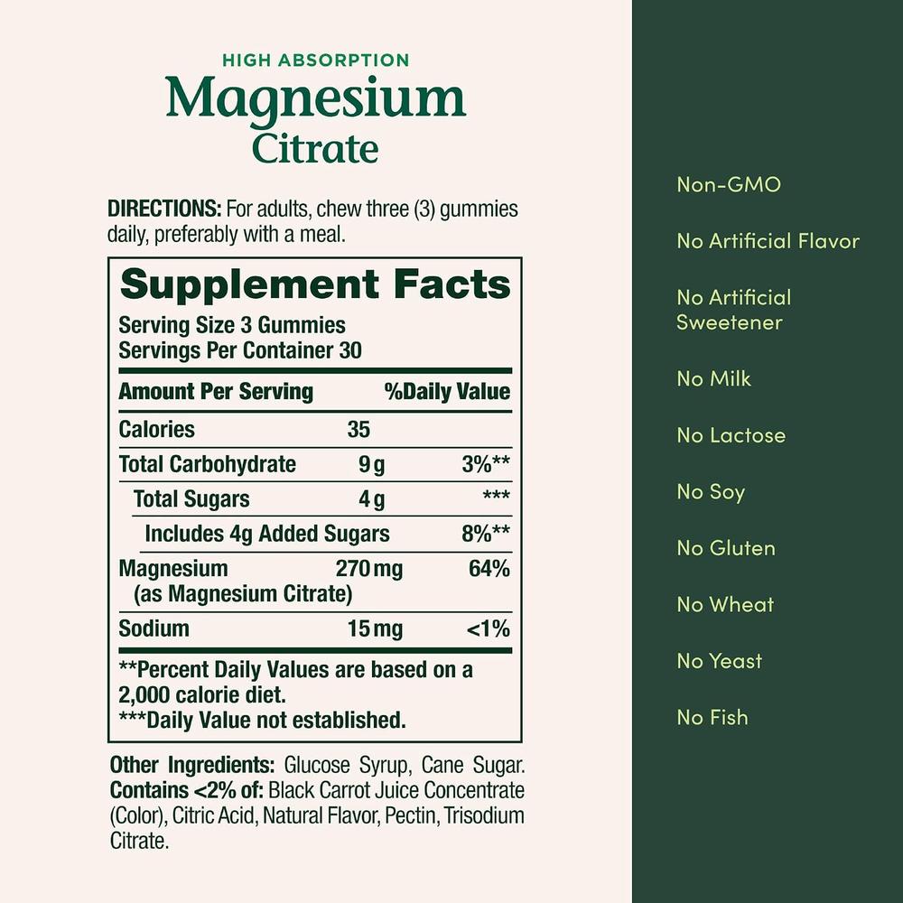 CITRATO DE MAGNESIO NATURE'S BOUNTY 270 MG FRAMBUESA 90 GOMITAS - 6