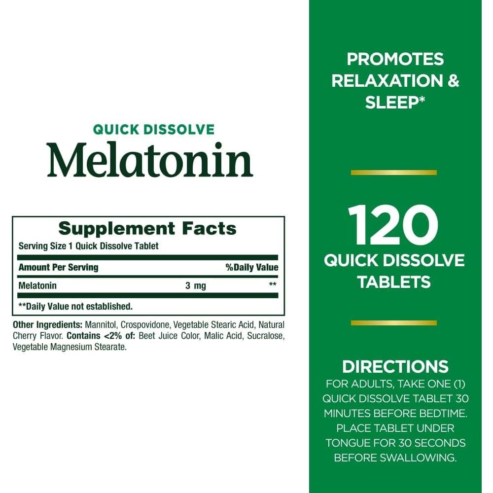 MELATONINA QUICK DISSOLVE NATURE'S BOUNTY 3 MG 120 TABLETAS - 2