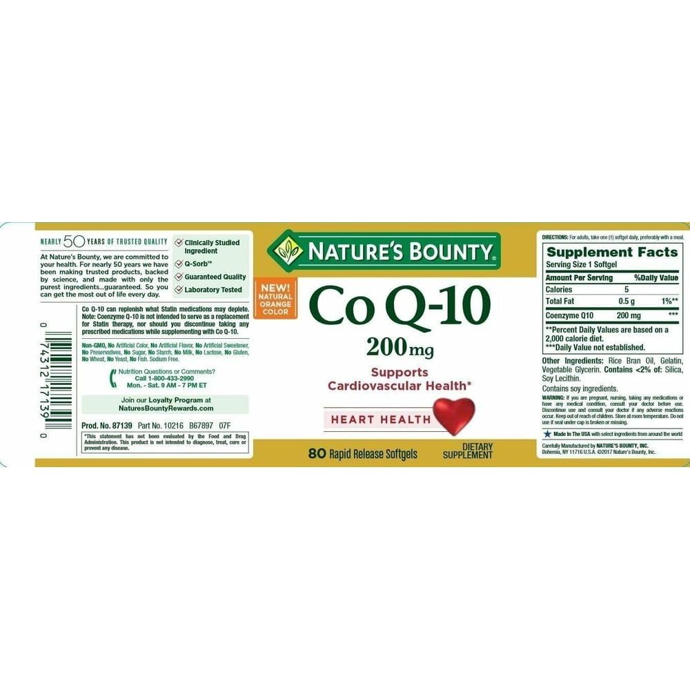 COENZIMA Q10 NATURE'S BOUNTY 200 MG 80 CÁPSULAS BLANDAS | PACK 3 - 2